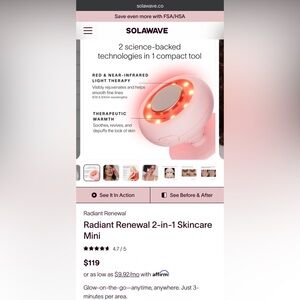 SOLAWAVE Radiant Renewal 3-in-1 Skincare Device - Pink NIB